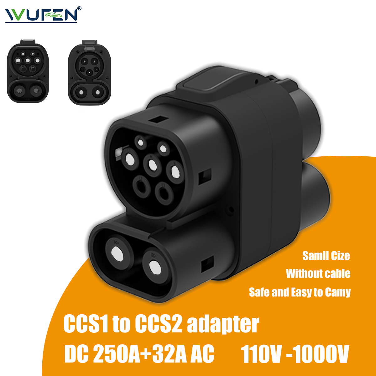 Ccs2 To Ccs1 Fast Charge Adapter 250Kw - WUFEN 250A+32A CCS1充電器からCCS2 EV充電器へ CCS1からCCS2への電気自動車充電器 AC