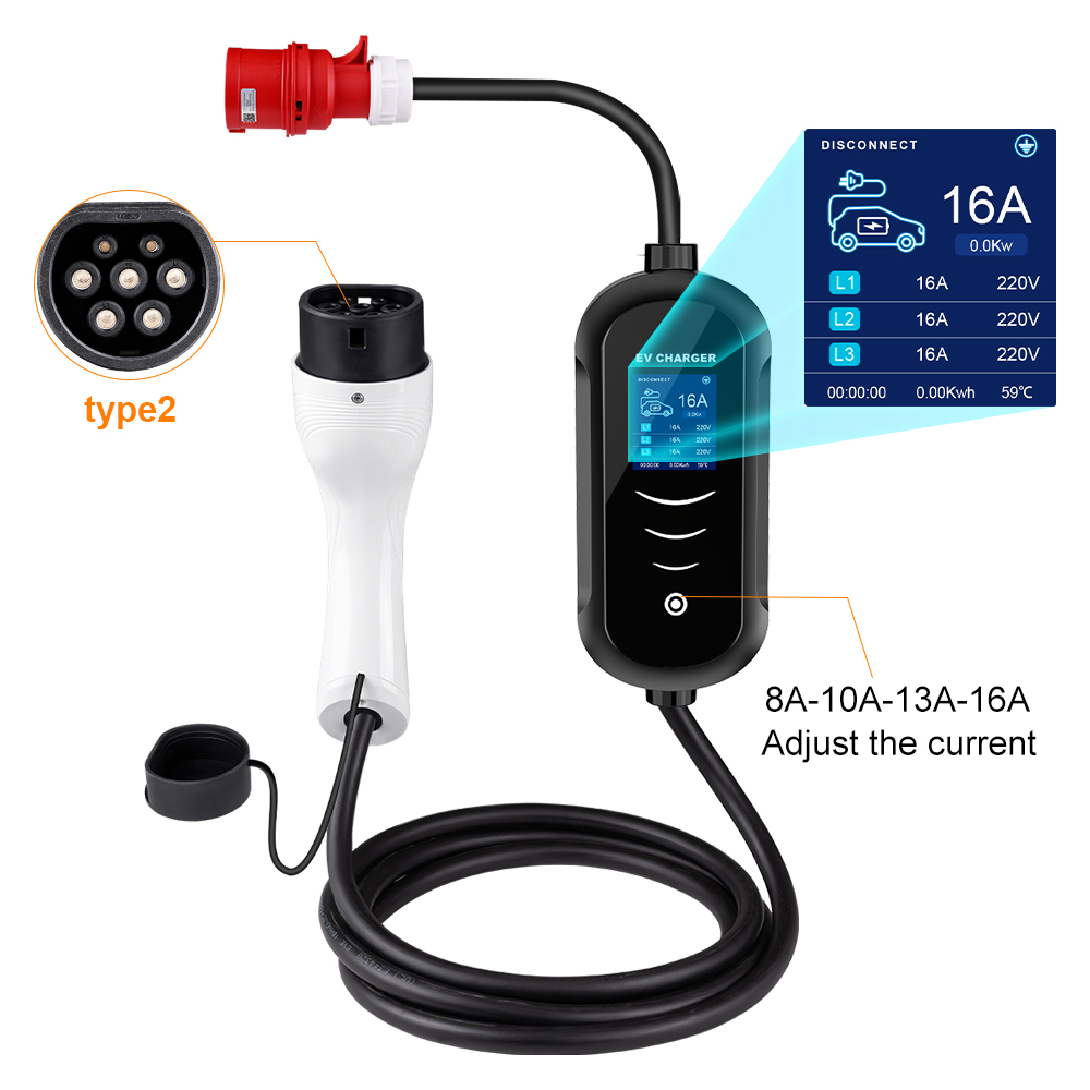 Ipengen-ポータブル電気自動車充電器,充電ボックス,C - Portable Ev Charger 32A Type 2 Cee Plug のレビューと価格