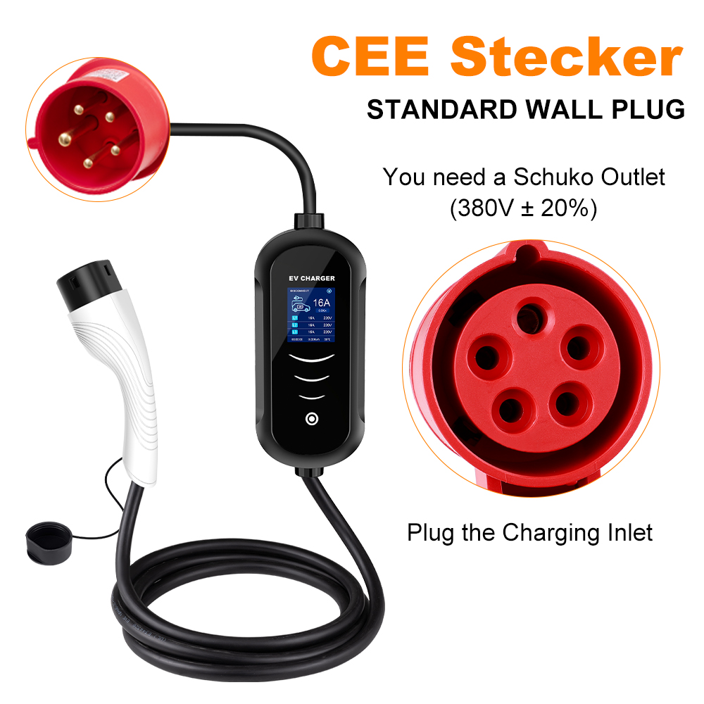 Ipengen-ポータブル電気自動車充電器,充電ボックス,C - Portable Ev Charger 32A Type 2 Cee Plug のレビューと価格